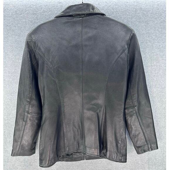 VTG Pelle Studio by Wilson's Leather Womens sz M Black Leather Zipup Jacket SOFT - Picture 2 of 13